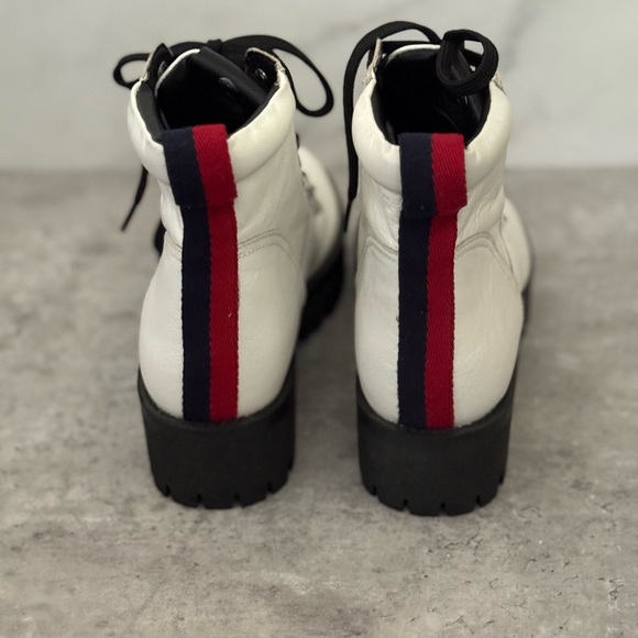 Steve Madden White Combat Boots with Black Laces - Picture 3 of 6